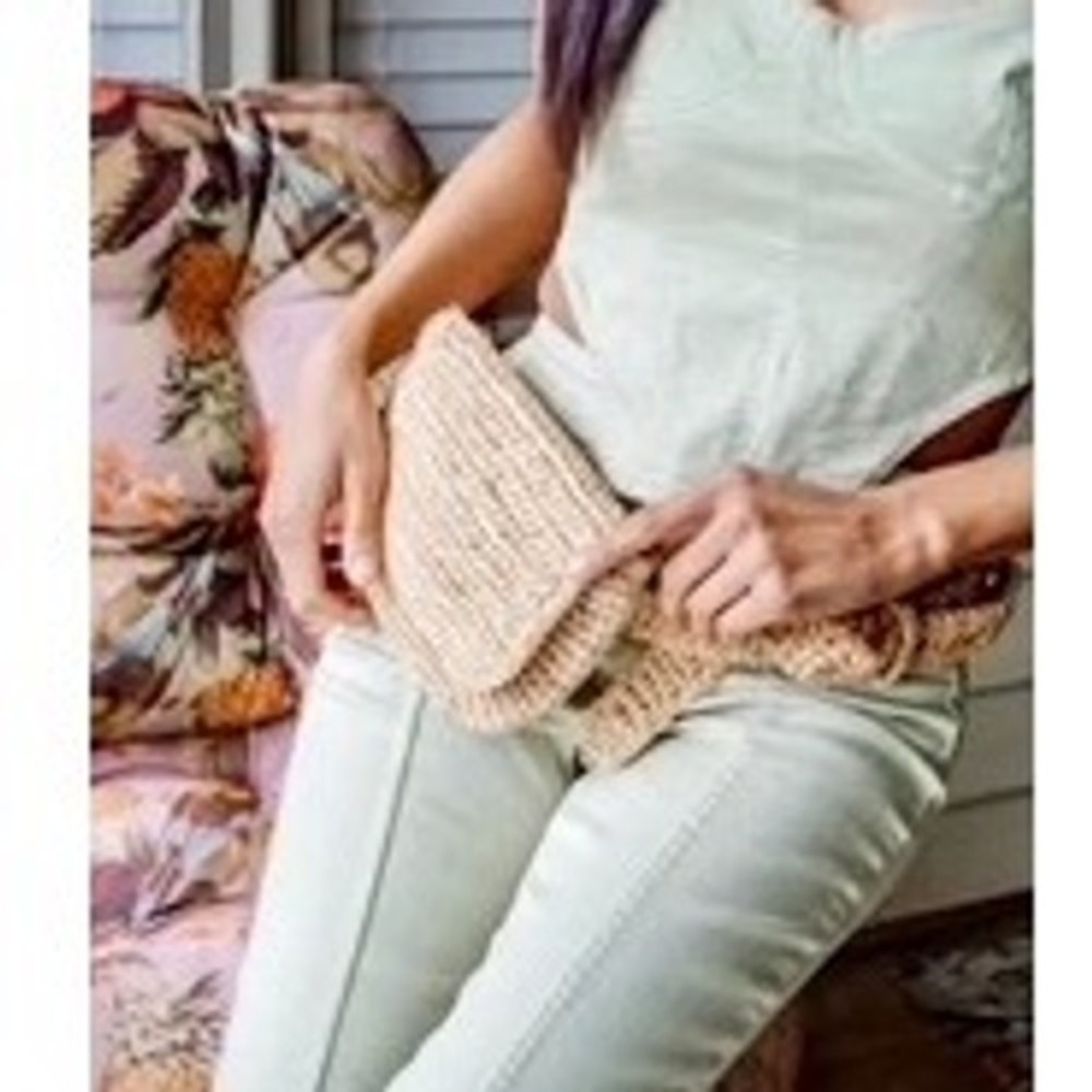 Hat Attack Raffia Belt Bag Natural Straw Crossbody Waist Pack Tan Boho Summer‎